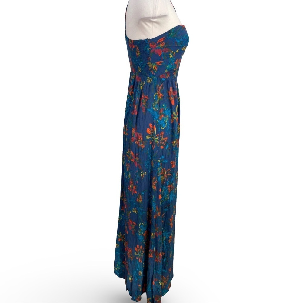 Free People Womens Medium One Step Ahead Maxi Dress in Blue Floral Halter - Picture 3 of 10